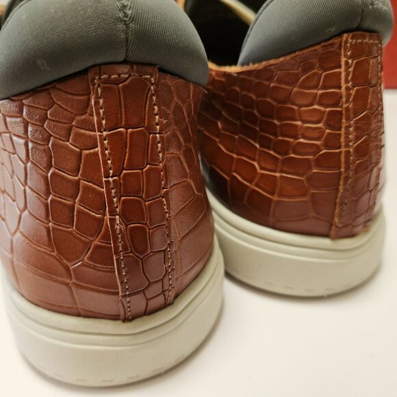 Donald Pliner Prenton BrownEmbossed  Leather Croc Print Sneakers Mens 8 - Picture 16 of 16